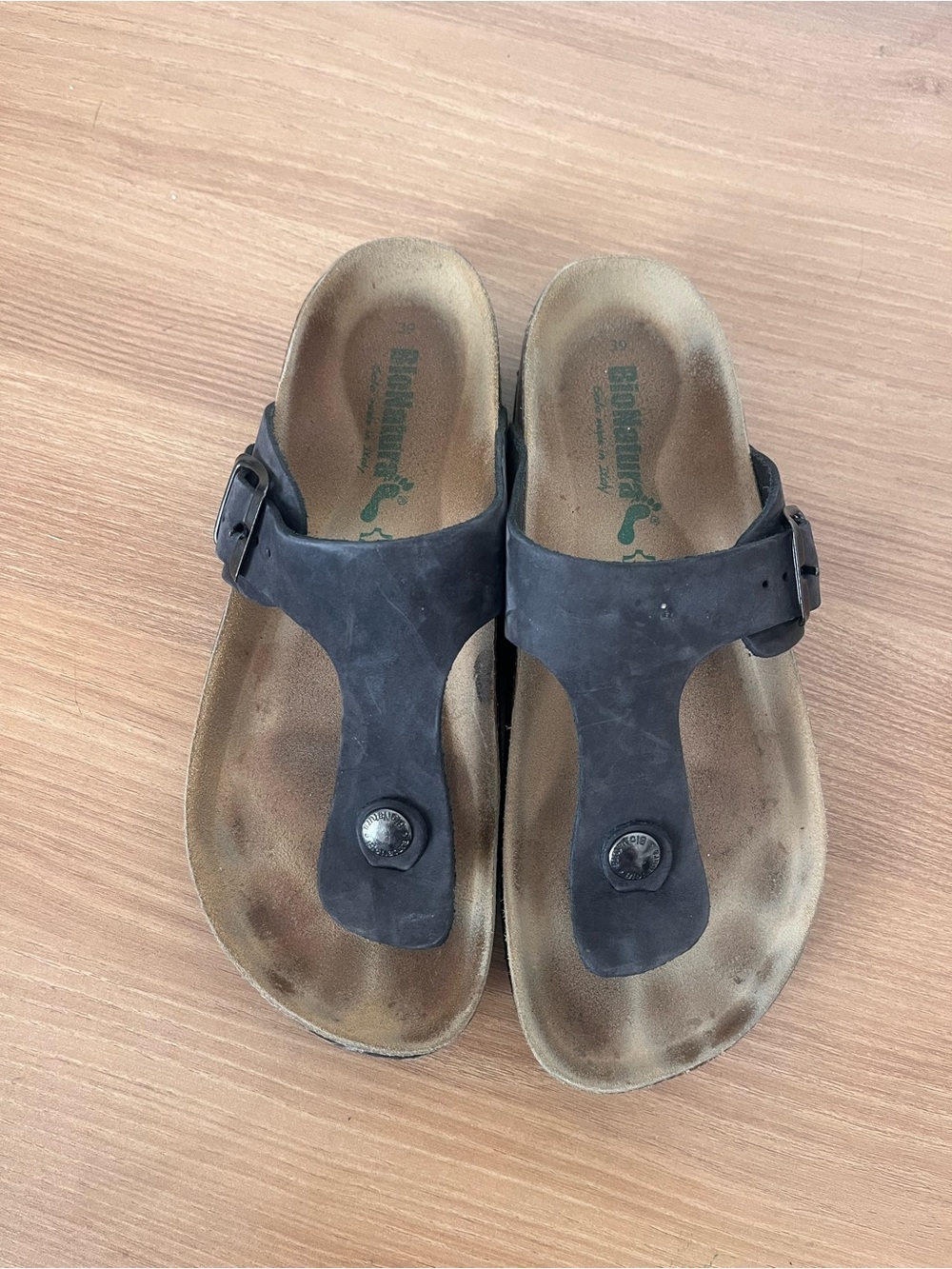 Bionatura similar to Birkenstock Black Nubuck Thong Sandals
